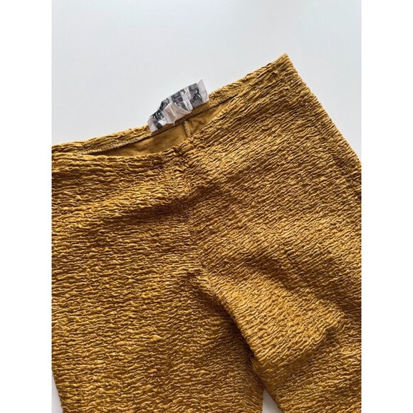 Vintage 90's TRIPP NYC Gold Ruched Slim Fit Flared Pants Trousers, Size M - Picture 9 of 15